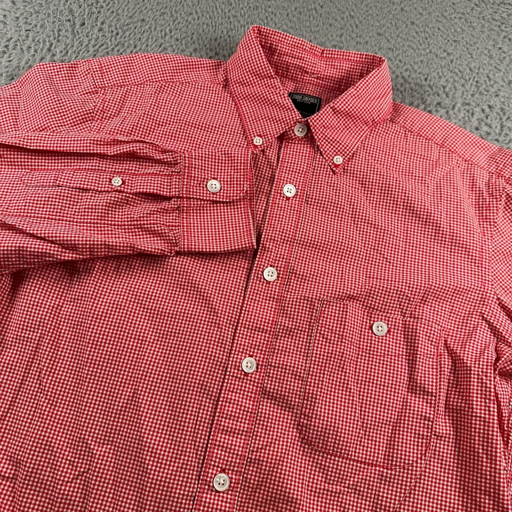 Todd‎ Snyder Shirt Mens S Red Gingham Button Down Long Sleeve Pocket Cotton